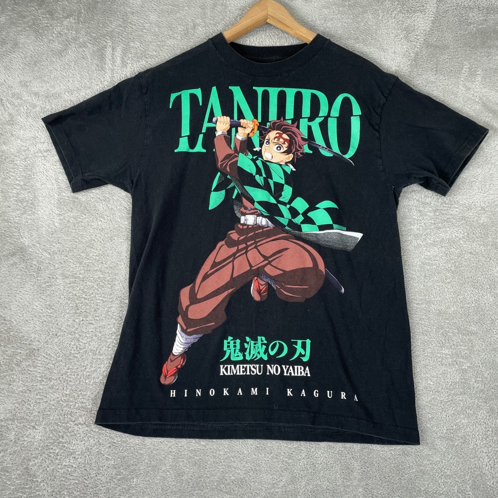 Demon Slayer Shirt Mens Medium Black Tanjiro Kamado Hinokami Kagura BoxLunch